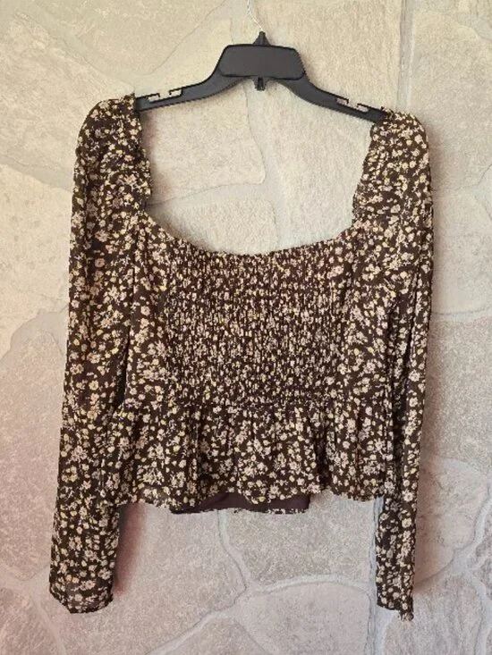 ASTR Floral Ruched Peplum Top XL - Picture 4 of 11